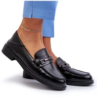 Mokasyny damskie - Vinceza Mokasyny Damskie Skórzane Czarne Nurea - miniaturka - grafika 1