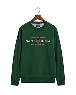 GANT Męska bluza D1. Banner Shield C-Neck, zielona (Forest Green), standard - Bluzy męskie - miniaturka - grafika 1
