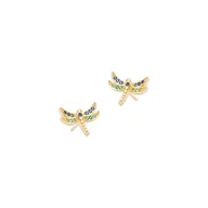 Biżuteria dla dzieci - Srebrne Pozłacane Kolczyki 925 Złocista Ważka - miniaturka - grafika 1
