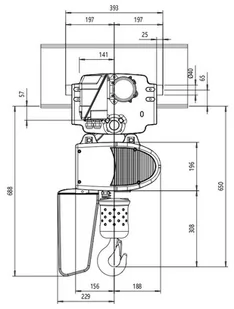 Elektryczna wciągarka łańcuchowa hakowa z elektrycznym wózkiem (udźwig: 1000 kg, wysokość podnoszenia: 6 m, szerokość profilu: 58-200 mm) 33981651 - Wciągarki - miniaturka - grafika 4
