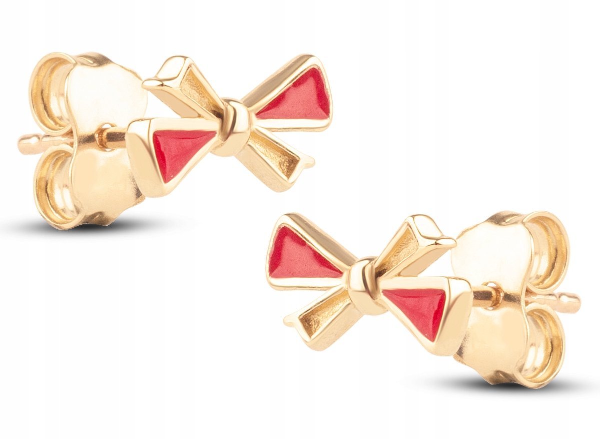 ZŁOTE KOLCZYKI NA SZTYFT KOKARDKI KOKARDA 585