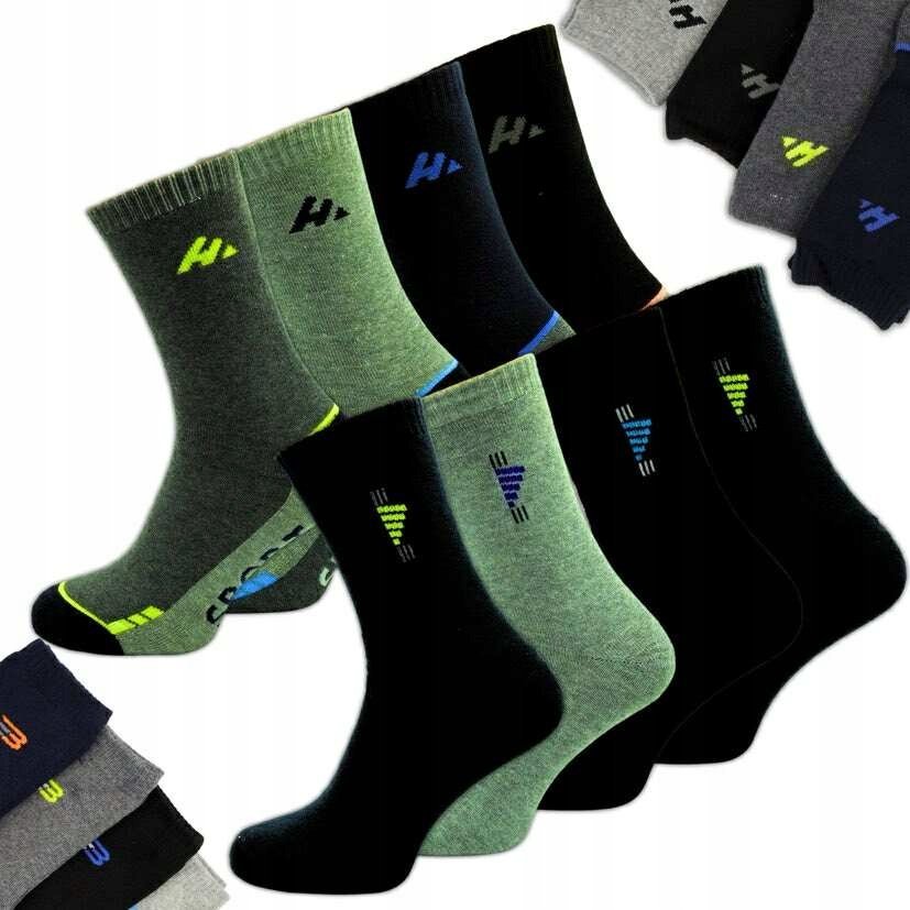 8x Skarpety Męskie RÓŻNE WZORY GRUBE TERMICZNE DŁUGIE CIEPŁE BAWEŁNA 40-43