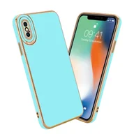 Etui i futerały do telefonów - Etui Do Apple iPhone X / XS Porkowiec w Glossy Turkusowy - Różowe Złoto Ochrona kamery Obudowa Case Cover TPU Cadorabo - miniaturka - grafika 1