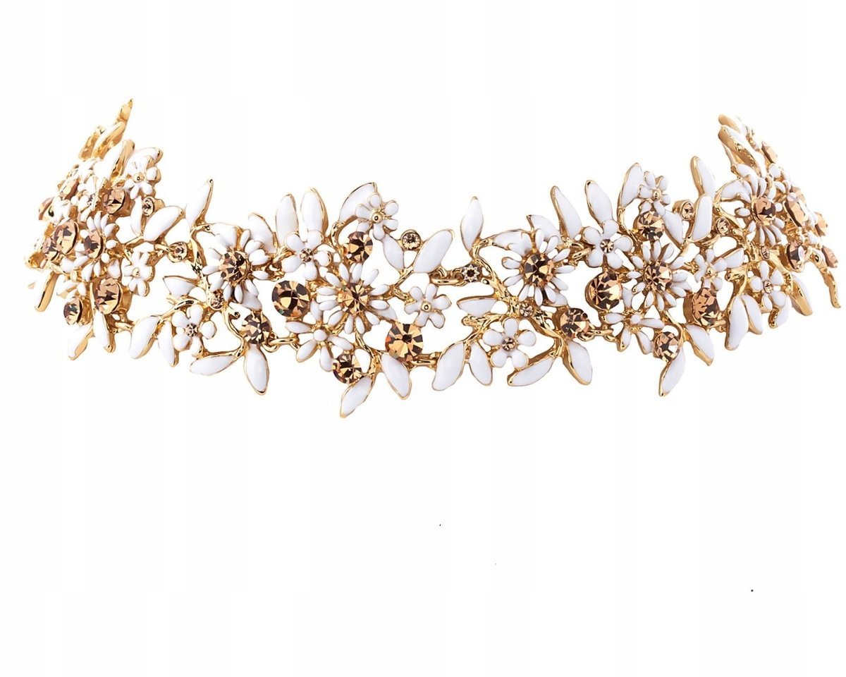 Choker Białe Kwiatuszki Z Kryształkami Z Kolekcji Blossom (C8157Au/1/B)