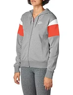 Bluzy damskie - Nike bluza damska W Nsw Hrtg Hoodie Fz Flc szary Dk Grey Heather/Track Red/White/(White) S - miniaturka - grafika 1