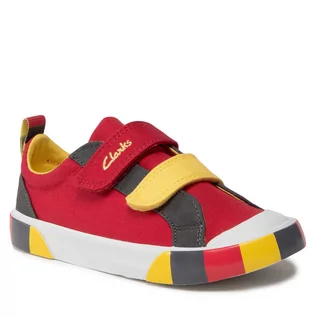 Trampki damskie - Clarks Trampki Foxing Lo K 261665707 S Red Combi - grafika 1