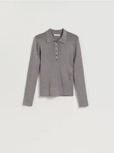 Reserved - Bluzka z kołnierzykiem - ciemnoszary - Bluzki damskie - miniaturka - grafika 1