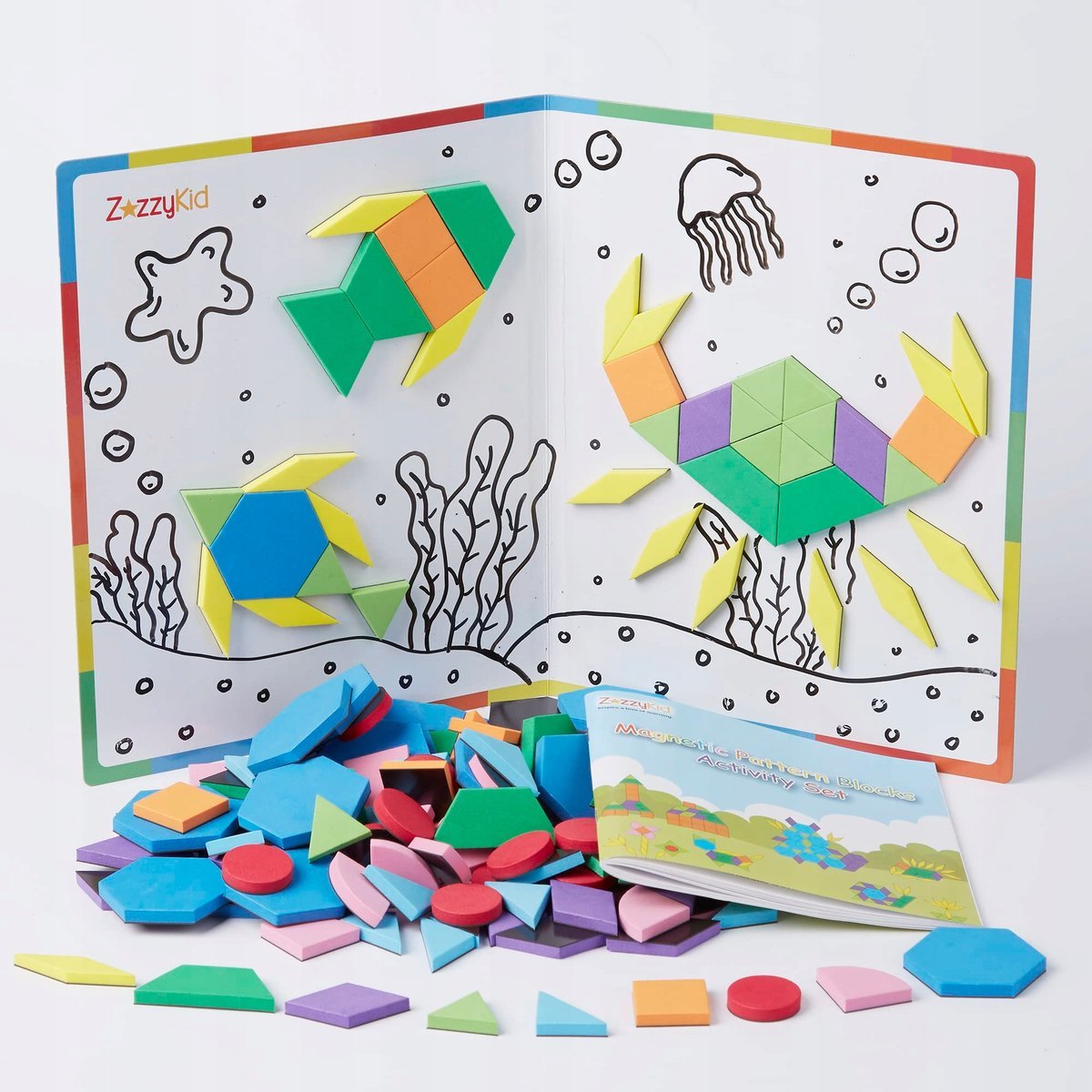 ZAZZYKID Magnetyczne Puzzle Tangram Dla Dzieci 216 Elementów Edukacyjne