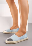 Espadryle damskie - Jasnoniebieskie Espadryle na Plecionej Podeszwie z Połyskującym Noskiem Effiza - miniaturka - grafika 1