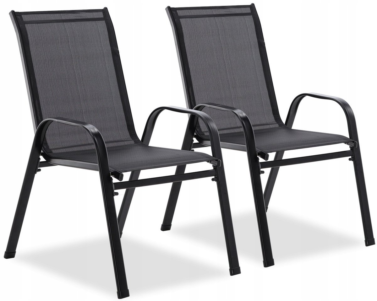 Komplet Eleganckich Krzeseł Ogrodowych Tarasowych Na Balkon 2 Szt Czarne