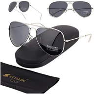 Okulary przeciwsłoneczne - Okulary przeciwsłoneczne z polaryzacją pilotki POL-3026 srebrny/czarny - miniaturka - grafika 1