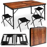 Meble turystyczne - STÓŁ TURYSTYCZNY KEMPINGOWY 4 KRZESŁA 120x60cm - miniaturka - grafika 1