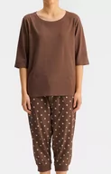 Piżamy damskie - Bawełniana piżama damska cappuccino NLP-471, Kolor cappucino-brąz, Rozmiar XL, ATLANTIC - Intymna - miniaturka - grafika 1