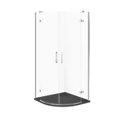 Kabiny prysznicowe - Kabina prysznicowa Cersanit Jota 80x80x195 półokrągła chrom transparentne z brodzikiem tako slim 4cm szary mat S601-436 - miniaturka - grafika 1