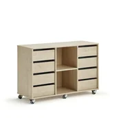 Meble do szkół i przedszkoli - Regał szkolny CASPER, 8 szuflad, 2 przegrody, brzoza - miniaturka - grafika 1
