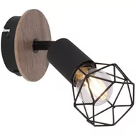 Lampy ścienne - Globo Lighting Xara I kinkiet 1x40W czarny/drewno 54802S-1H - miniaturka - grafika 1