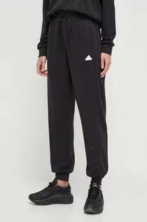 Spodnie damskie - adidas spodnie dresowe kolor czarny z aplikacją - grafika 1