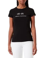 Koszulki i topy damskie - Armani Exchange Damska koszulka Slim Fit, nadruk z logo Flame, krótki rękaw, czarny, XL - miniaturka - grafika 1