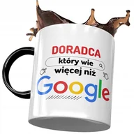 Kubki - Kubek Czarny Dla Doradcy Wie Więcej niż Google z Nadrukiem ze Zdjęciem + Opakowanie na prezent (wzór 01) - miniaturka - grafika 1