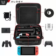 Agrowłókniny - Etui kuferek walizka torba do Nintendo Switch OLED akcesoria 21 gier Alogy Wodoodporne z paskiem Czarny - miniaturka - grafika 1