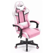 Fotele gamingowe - Fotel gamingowy HELL'S CHAIR HC- 1004 Pink- White- Grey - miniaturka - grafika 1