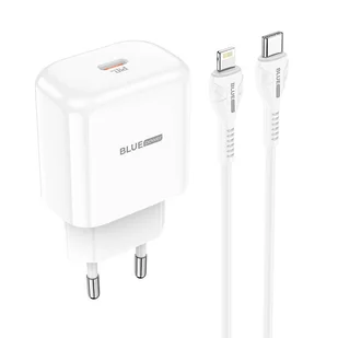 BLUE POWER ŁADOWARKA SIECIOWA BBN3 QC 20W + KABEL LIGHTNING BIAŁY - Ładowarki do telefonów - miniaturka - grafika 1