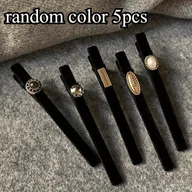 Ozdoby do włosów - TEMU Losowy zestaw 5 czarnych klipsów do włosów z aksamitu i cyrkonii, klipsy typu "" w stylu jesienno-zimowym, dodatki wstępnie wykończone - miniaturka - grafika 1