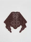 Czapki damskie - Reserved - Ażurowa chusta z bawełny - ciemnobrązowy - miniaturka - grafika 1