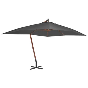 Wiszący parasol z drewnianym słupkiem, 400x300 cm, antracytowy - Parasole ogrodowe - miniaturka - grafika 1