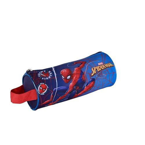 TOYBAGS Spiderman okrągły piórnik 8 x 22 x 8 cm, plecak szkolny unisex dzieci, czarny, L, Czarny (Black), L