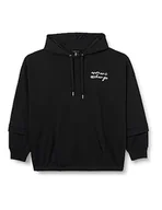 Bluzy damskie - Armani Exchange Damska bluza z kapturem w paski z kontrastowym logo, bluza z kapturem, czarny, XS - miniaturka - grafika 1