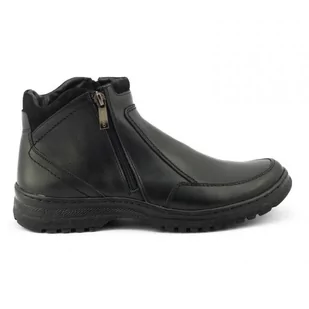 Buty męskie sztyblety skórzane zimowe 816 Czarne - Komodo - Półbuty męskie - miniaturka - grafika 1
