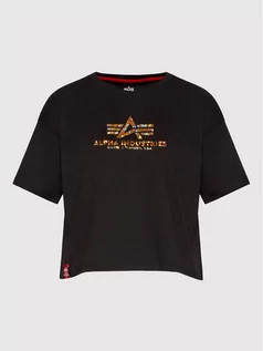 Koszulki i topy damskie - Alpha Industries T-Shirt Basic Print 116050HP Czarny Oversize - grafika 1