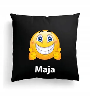 Foto Poduszka Czarna Emotka MEM Emotikon Imię - Poduszki dekoracyjne - miniaturka - grafika 1