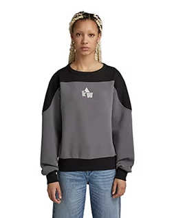 Swetry damskie - G-STAR RAW, Damski sweter z grafiką, Wielokolorowy (granit/Dk czarny blok kolorów D21257-c876-d018), L - grafika 1