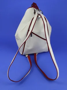 Plecak Skórzany ELKOR (PL) Jowita De Luxe Skóra Naturalna Licowa BIAŁY Z BORDOWĄ LAMÓWKĄ - Torebki damskie - miniaturka - grafika 8