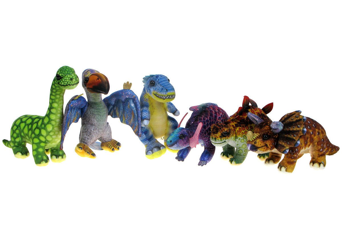 Barwne Prehistoryczne Zoo: Komplet sześciu maskotek różnych dinozaurów (73348)