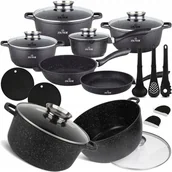 Zestawy garnków i patelni - TEMU Zestaw Garnków Kuchennych Marmurowych 17 el. Zestaw Garnków do Gotowania i Smażenia Patelnie Indukcja Gaz Garnek Kuchenny Patelnia - miniaturka - grafika 1