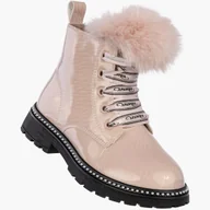 Botki damskie - Trzewiki Dziewczęce Botki Ekoskóra Zimowe Ocieplane Różowe Apawwa NQ737 Różowy 27 - miniaturka - grafika 1