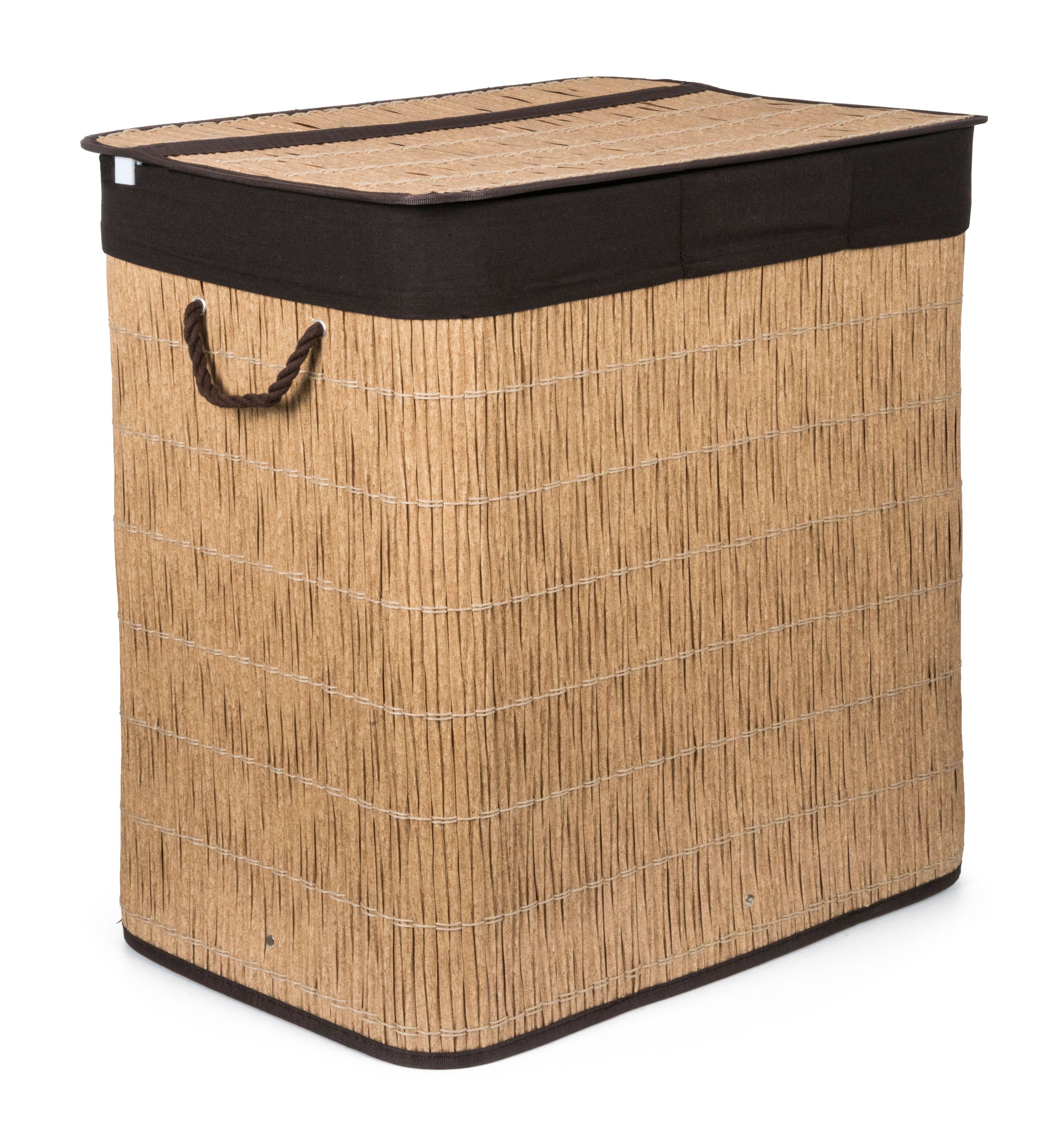 G21 150 l kosz na pranie z przegrodami, rattanowy design z brązowym koszem