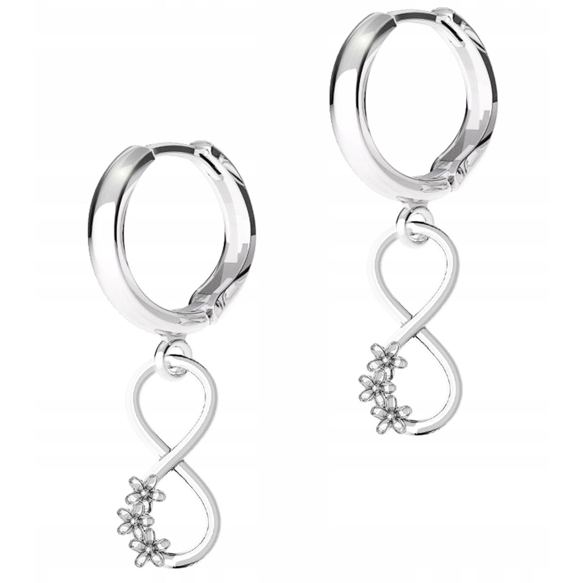 Kolczyki Srebrne Nieskończoność Kwiatki Kwiaty Cyrkonie SREBRO 925