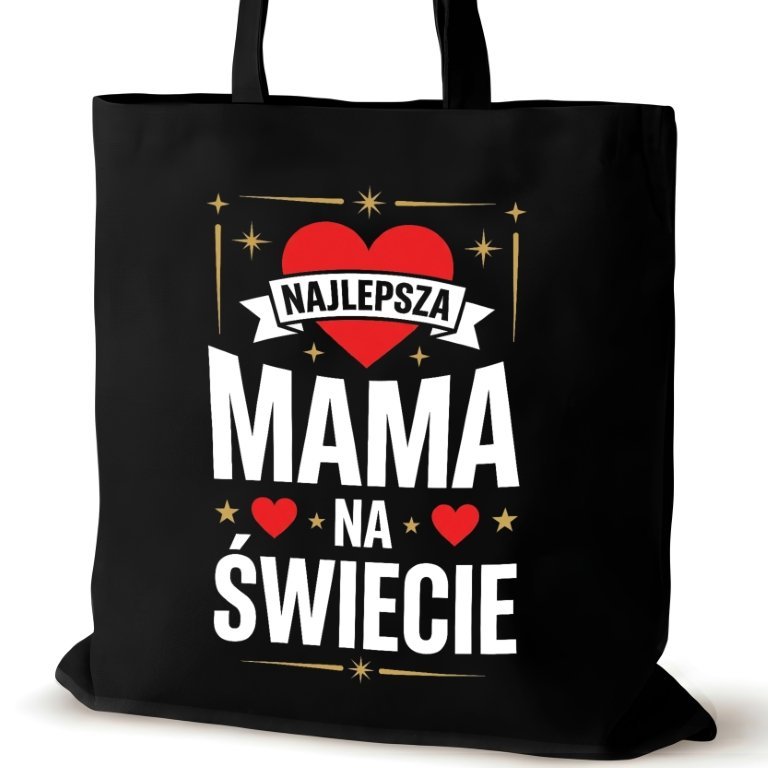Torba bawełniana czarna dla MAMY na ramię przyjaciółki duża śmieszna