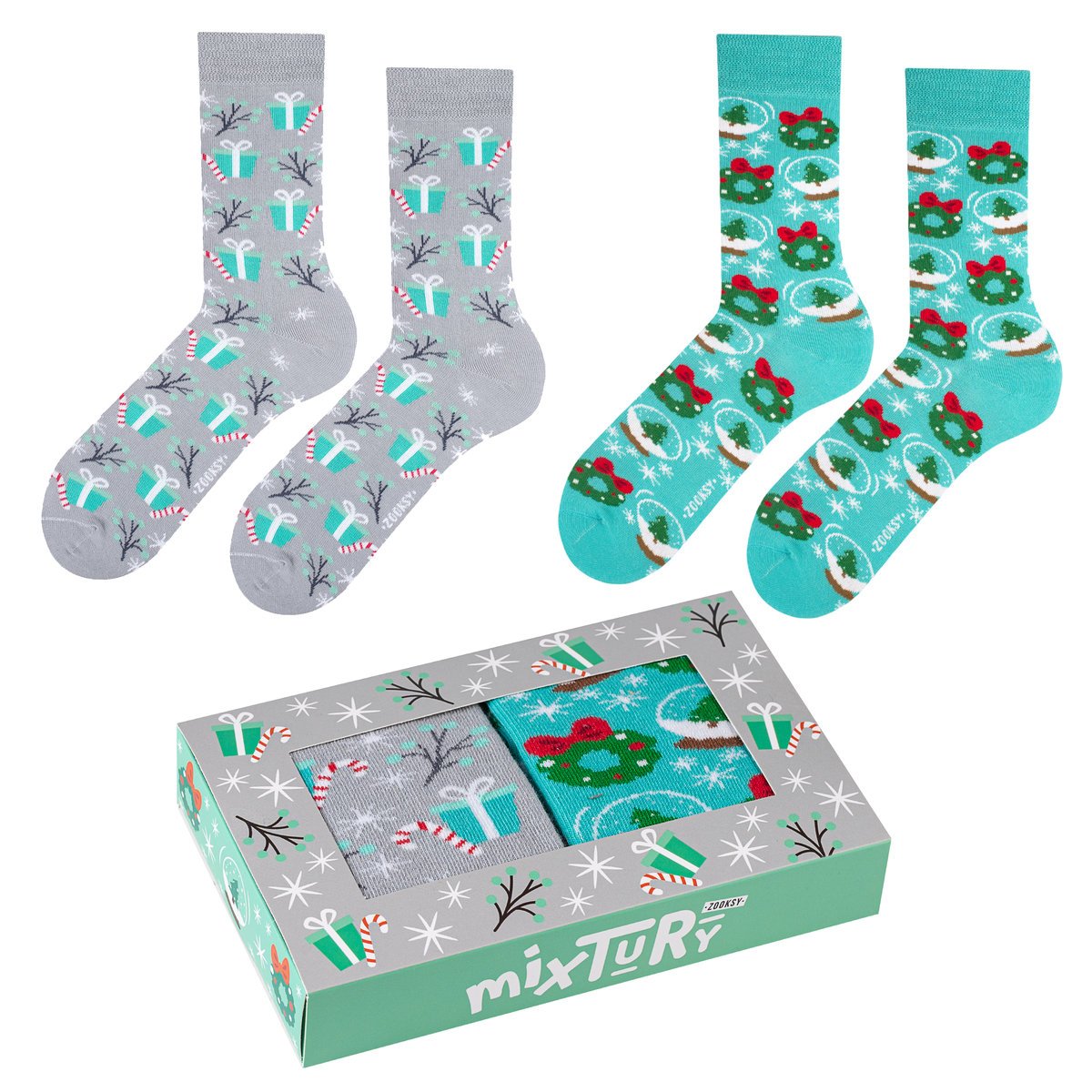 Skarpetki Świąteczne damskie ZOOKSY 36-40 kolorowe zimowe ZESTAW 2 par