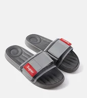 Klapki i japonki męskie - Szare męskie klapki regulowane na rzep Alley-40 - miniaturka - grafika 1