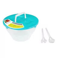 Przybory do gotowania - Domotti SALAD MISKA DO SAŁATY 5 L Z POKRYWĄ I SZTUĆCAMI TWORZYWO SZTUCZNE NIEBIESKA dom27000 - miniaturka - grafika 1