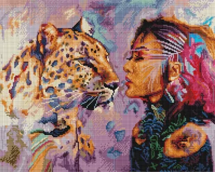 Twoje Hobby Mozaika diamentowa. Dziewczyna z tygrysicą 40 x 50 cm - Malowanie po numerach - miniaturka - grafika 1