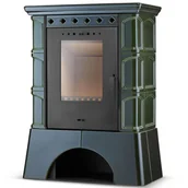 Piece i kotły grzewcze - FLAMA Piec kominek kaflowy wolnostojący koza ATOL 10 kW olive - miniaturka - grafika 1