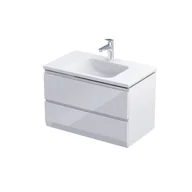 Szafki łazienkowe - Oristo Brylant szafka z umywalką wisząca 79x50x45 biały połysk OR36-SD2S-80-1-V3/UME-TW-80-91 | - miniaturka - grafika 1