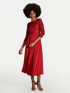 Sukienki - Swing Sukienka koktajlowa 5AH21600 Czerwony Regular Fit - miniaturka - grafika 1