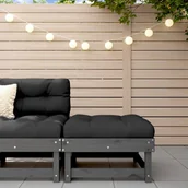 Pufy i podnóżki - vidaXL Podnóżek ogrodowy z poduszką, szary, lite drewno sosnowe - miniaturka - grafika 1